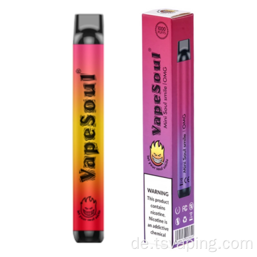 2022 beliebteste Vapesoul 1000 Puffs Vape Stift